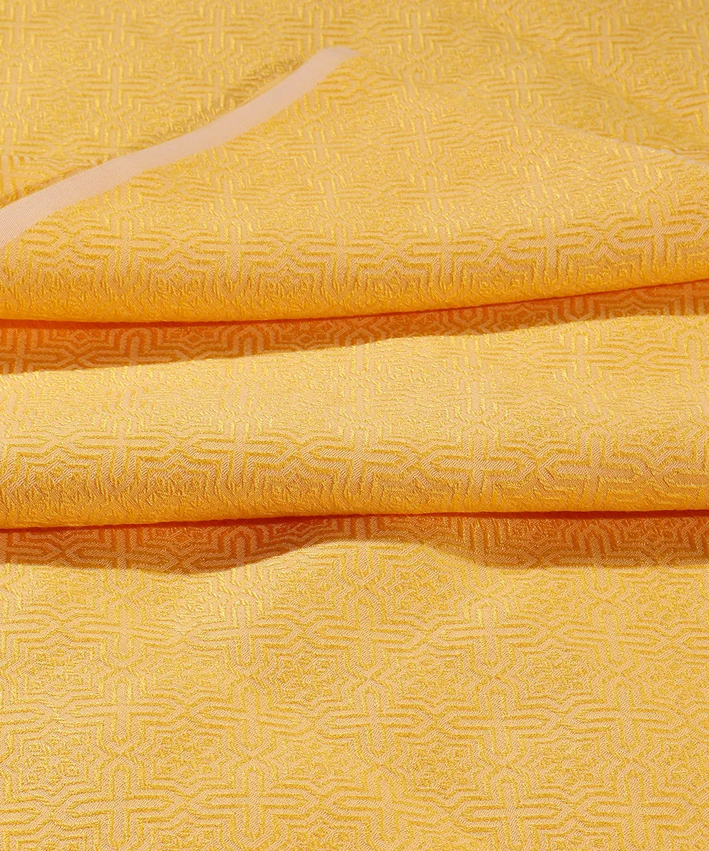 Handloom Yellow Cotton Silk Tanchoi Menswear Kurta And Pants Fabric