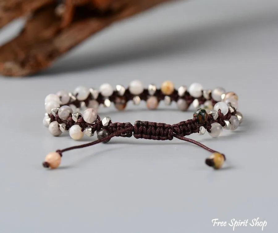 Handmade Natural Jasper Gemstone Braided Bracelet