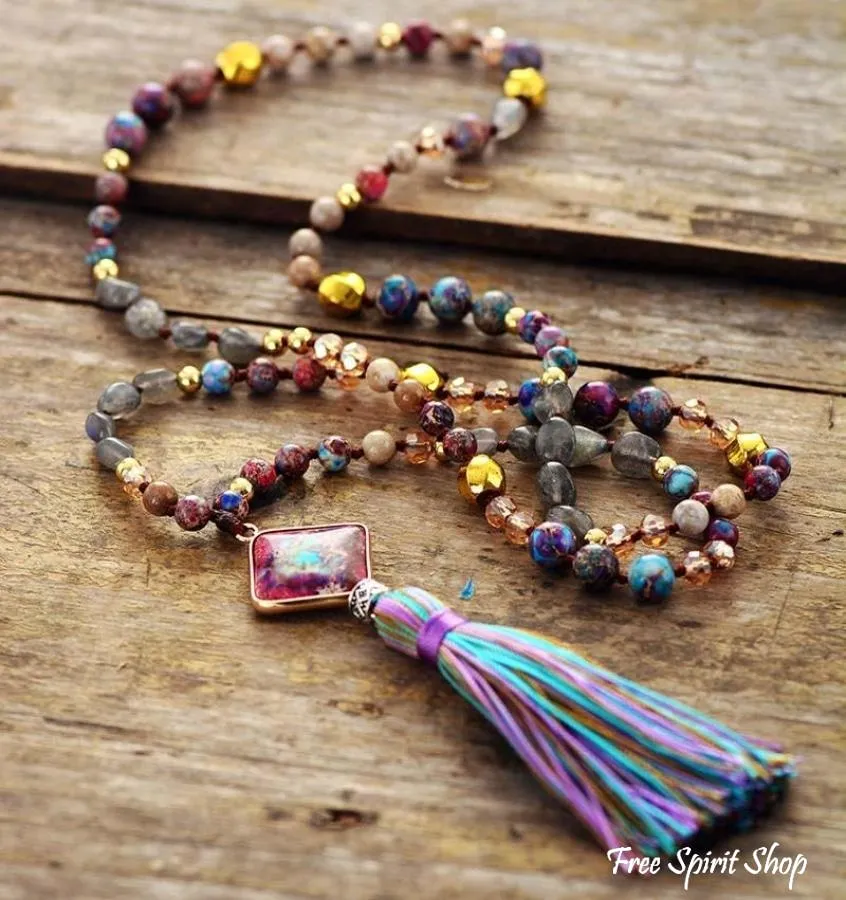 Handmade Purple Jasper & Labradorite Bead Necklace