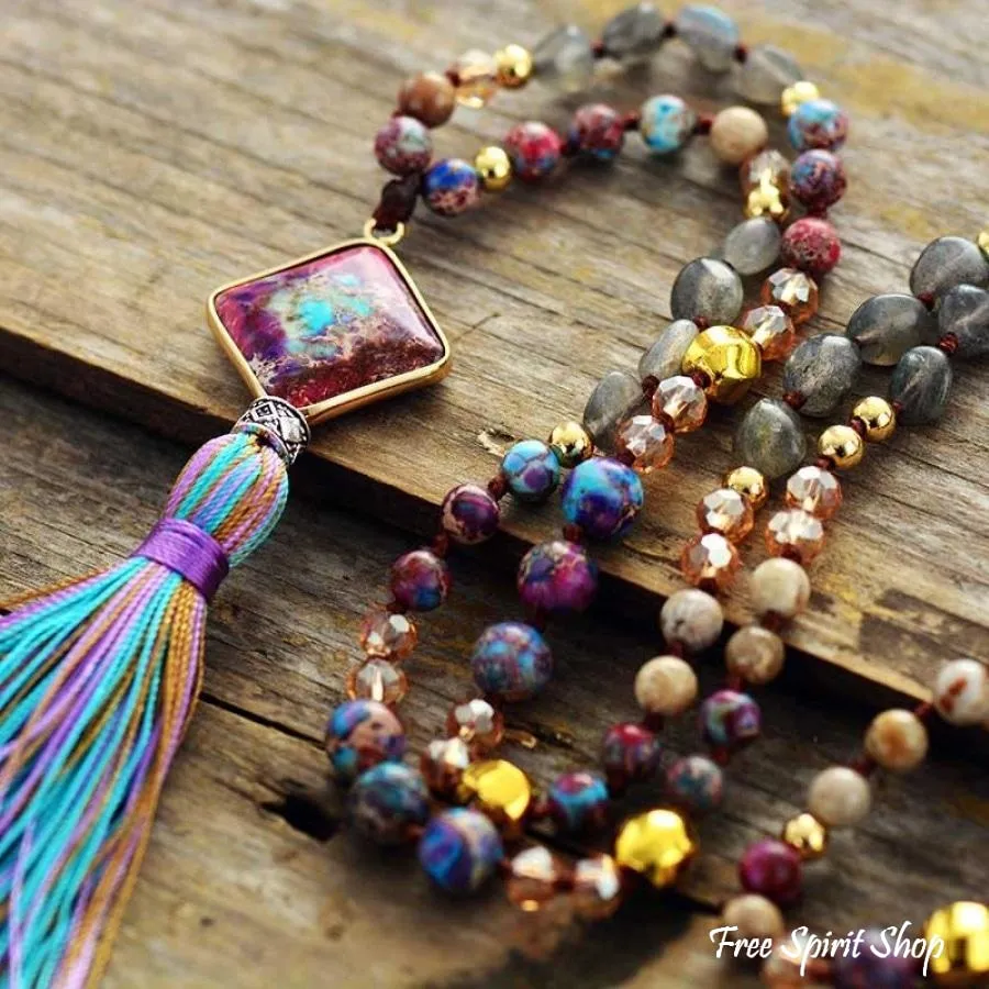 Handmade Purple Jasper & Labradorite Bead Necklace