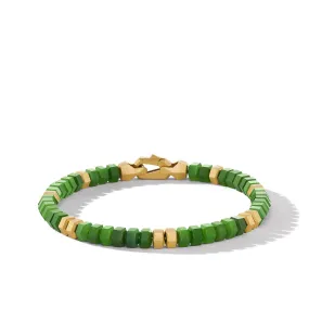 Hex Bead Bracelet with Nephrite Jade and 18K Yellow Gold\, 6mm