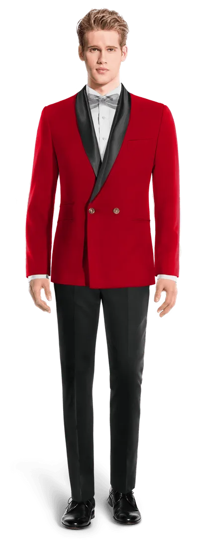 Intense red 2 buttons double breasted year-round Tux Jacket