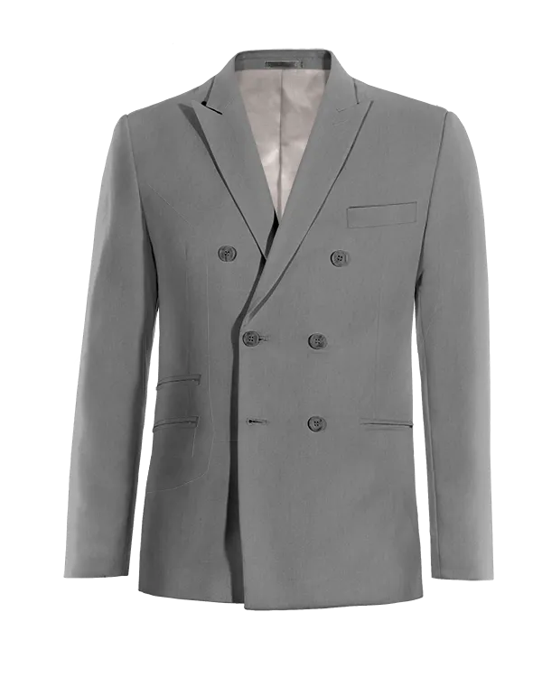 Iron grey 6 buttons double-breasted peak lapel Jacket