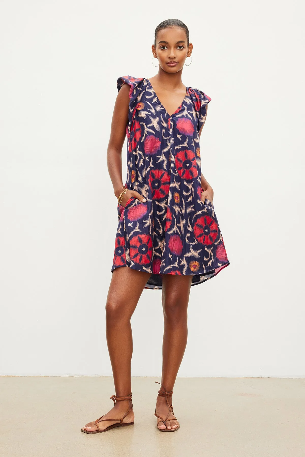 JENNA PRINTED SILK COTTON VOILE DRESS