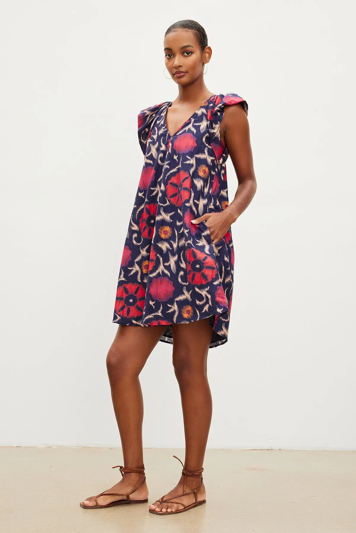 JENNA PRINTED SILK COTTON VOILE DRESS