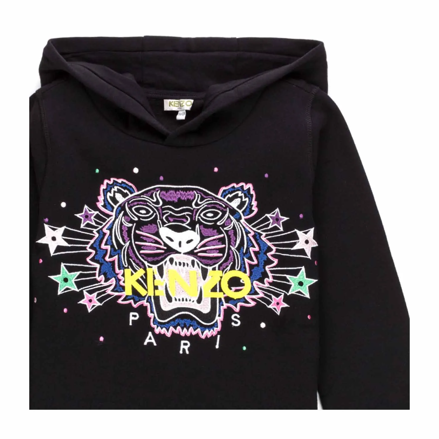 Kenzo Black Hoodie With Tiger For Girls