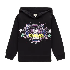 Kenzo Black Hoodie With Tiger For Girls