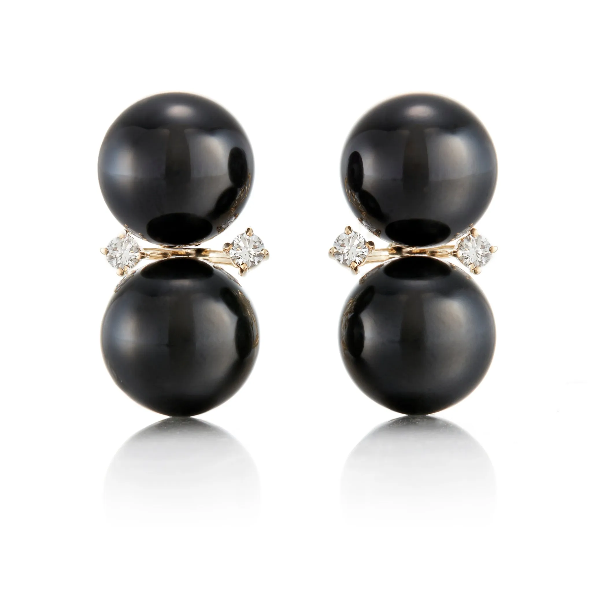 Les Deux Earrings in Black Jade & Diamonds