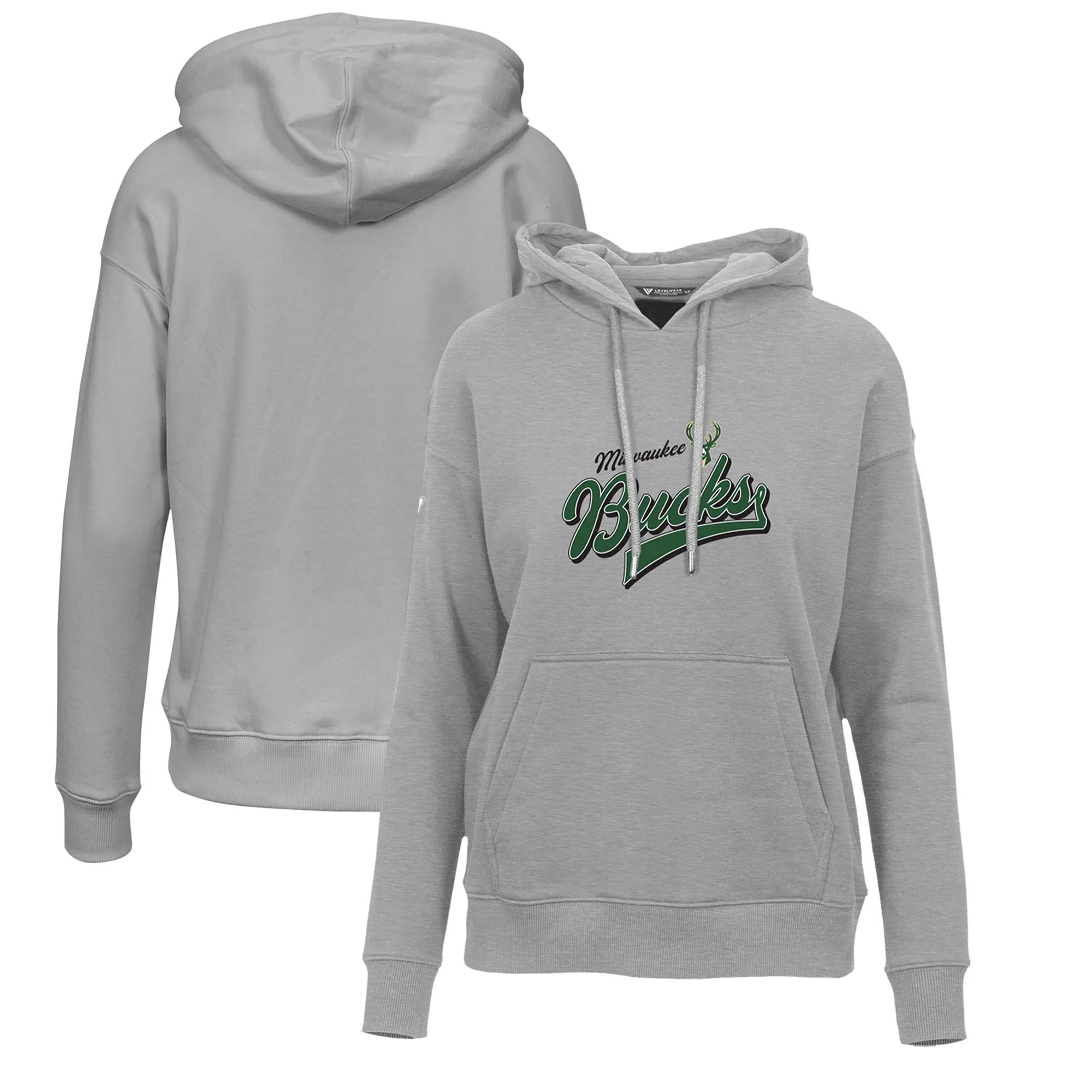 Levelwear Milwaukee Bucks Women's Gray Adorn Retro Pullover Hoodie