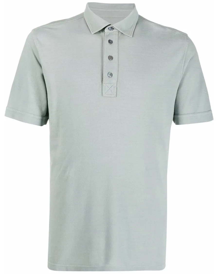 Light Green Cotton and Silk Polo