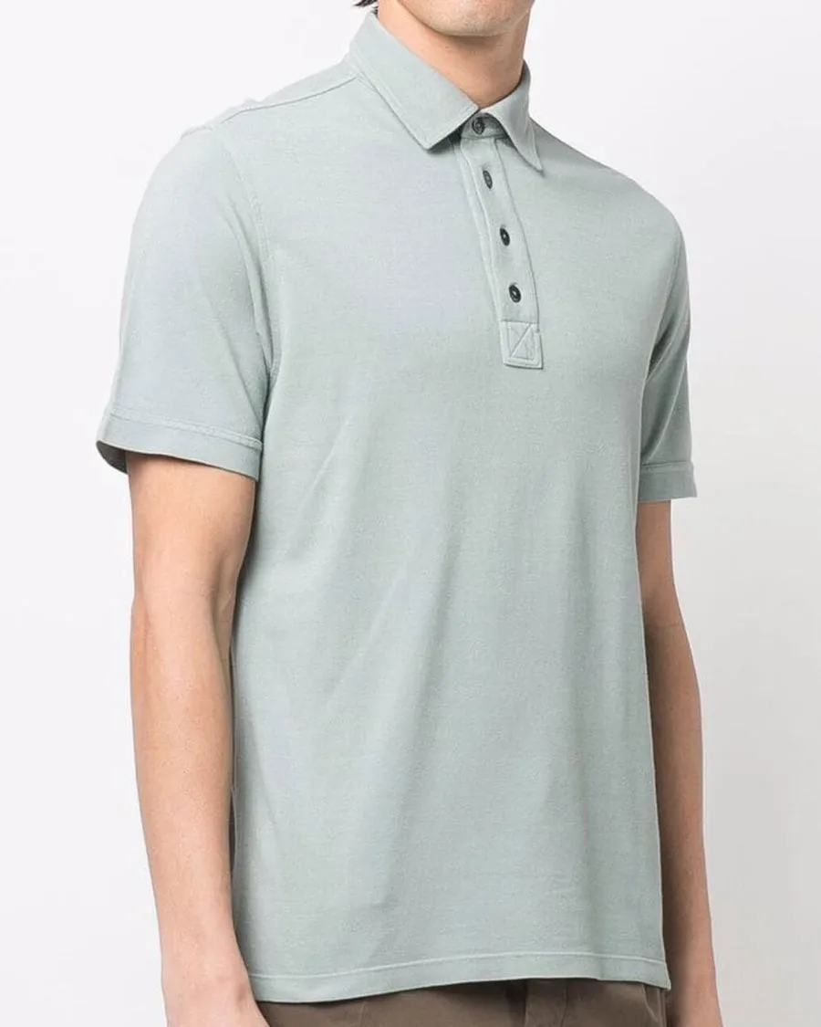 Light Green Cotton and Silk Polo