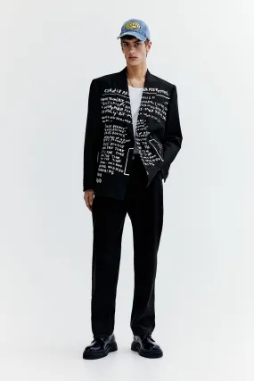 Loose Fit Double-breasted jacket - Long sleeve - Regular length - Black/Basquiat - Men | H&M GB