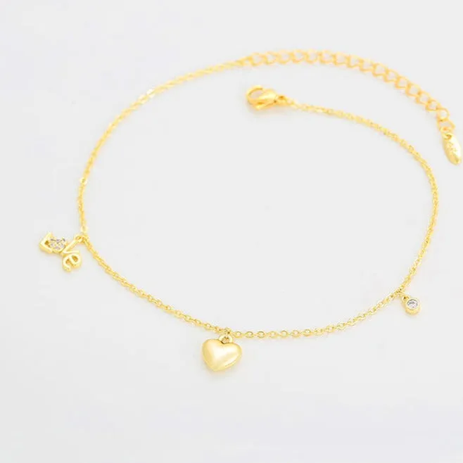 Love Charm Anklet Gold