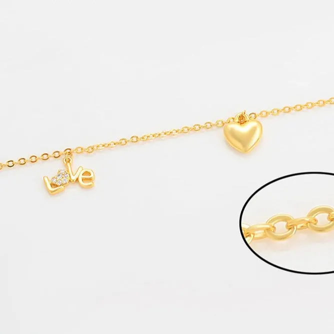 Love Charm Anklet Gold