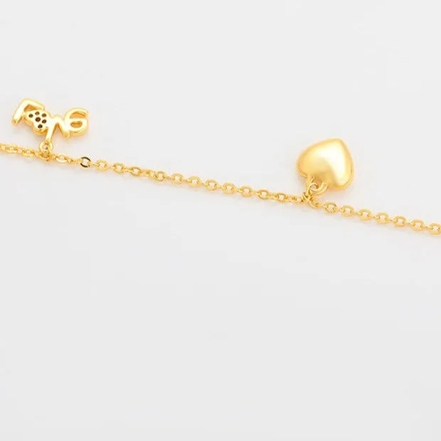 Love Charm Anklet Gold