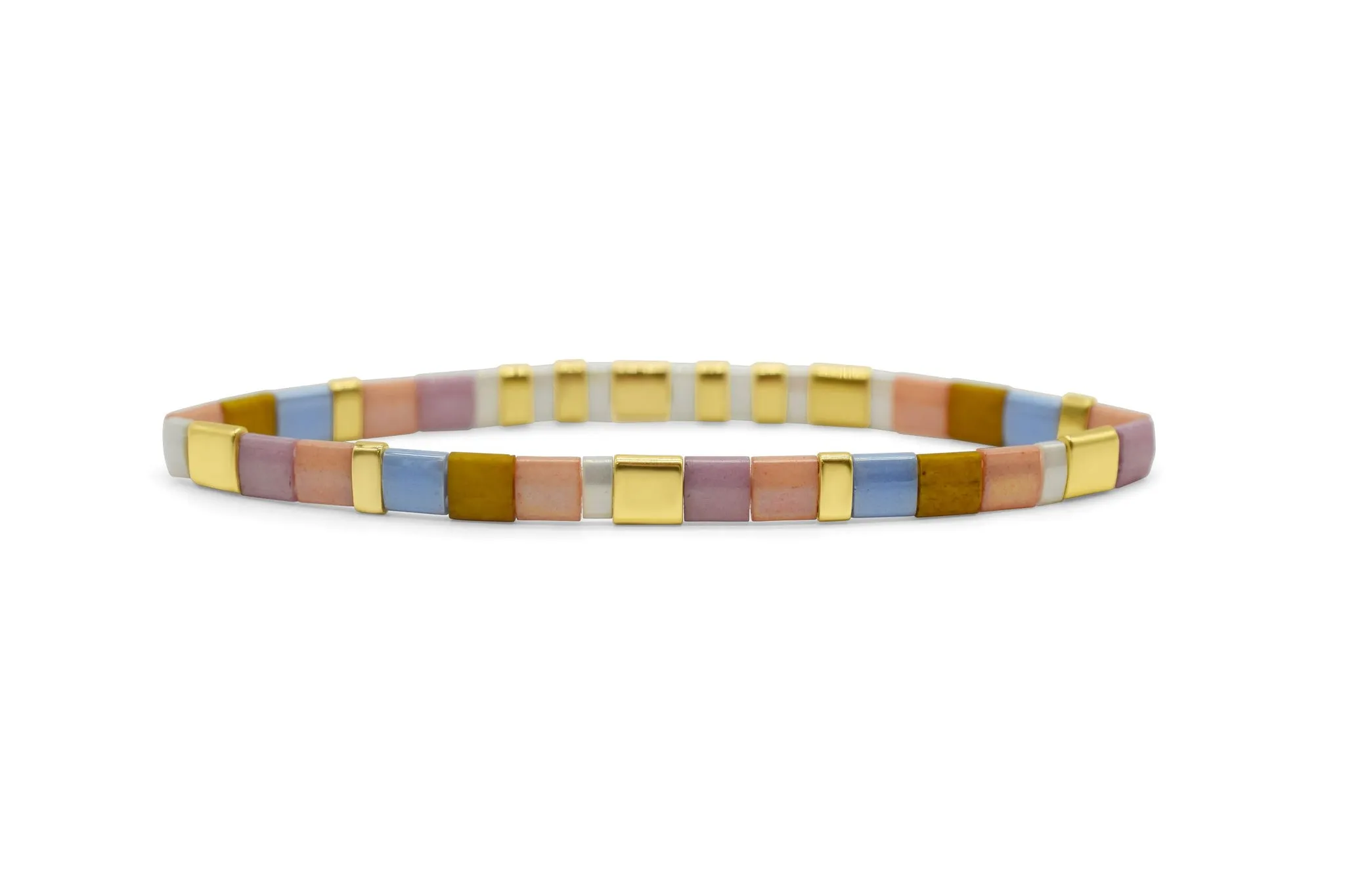 Mama Morse Code Tila Beaded Bracelet - Pink & Blue I Love You