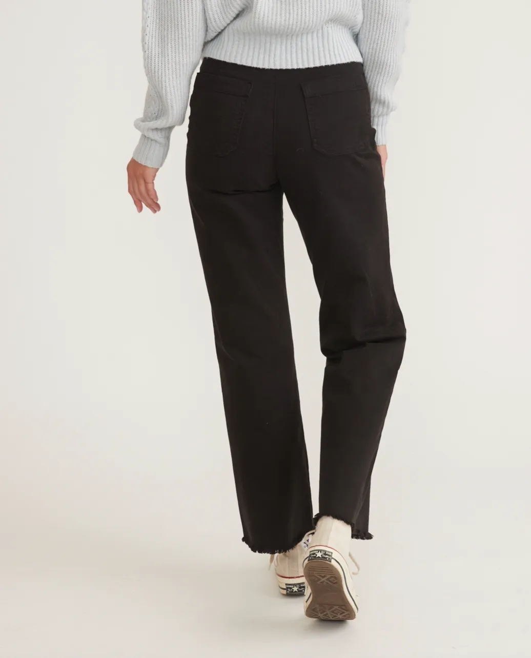 MARINE LAYER BRIDGET FULL LENGTH RAW EDGE BLACK PANTS