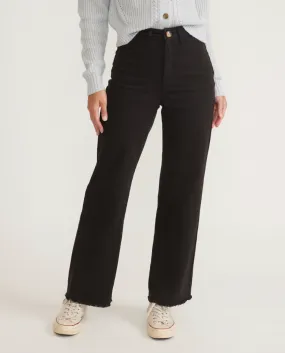 MARINE LAYER BRIDGET FULL LENGTH RAW EDGE BLACK PANTS