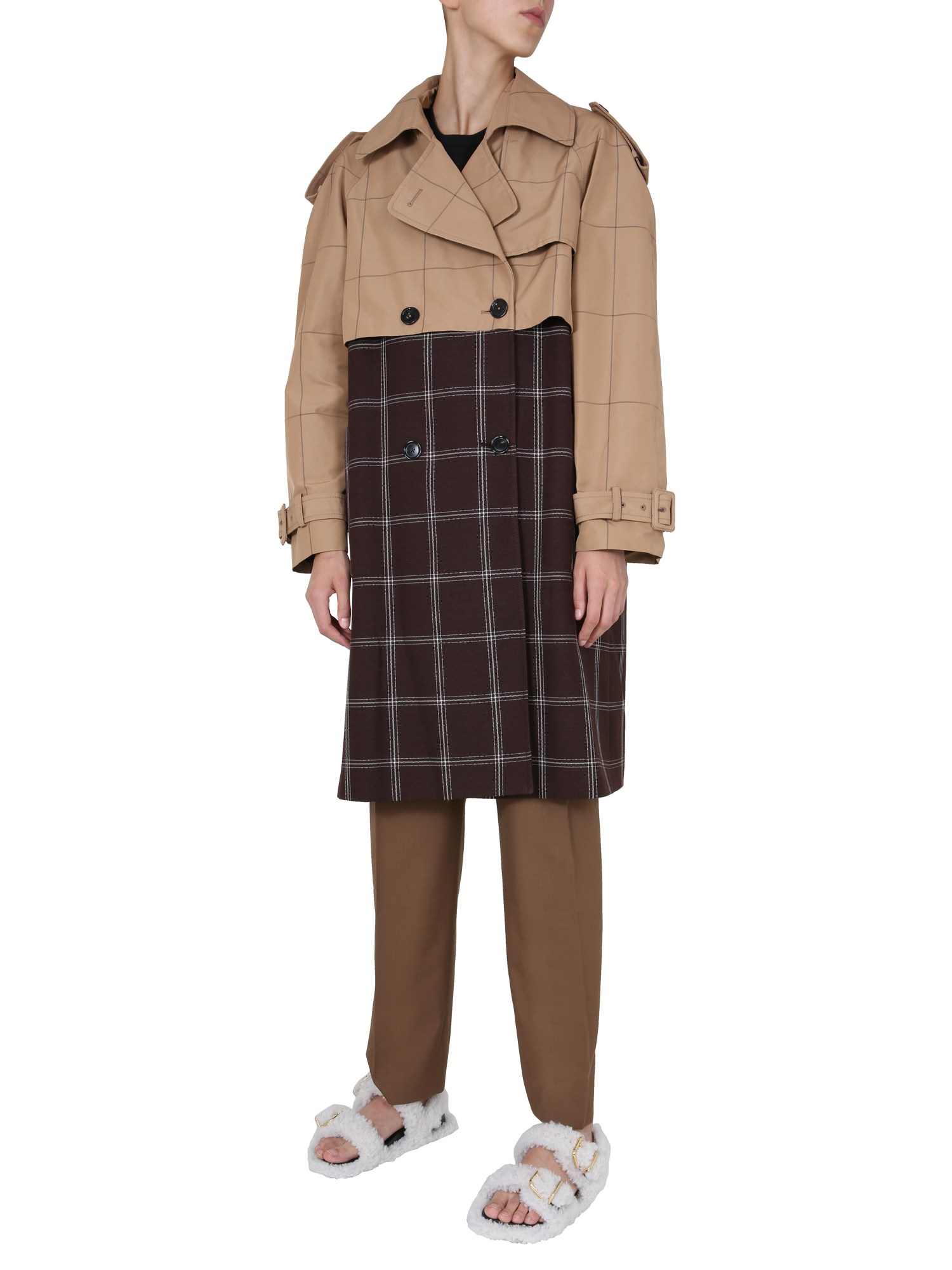 MARNI    DOUBLE-BREASTED MIXED WOOL AND COTTON TRENCH