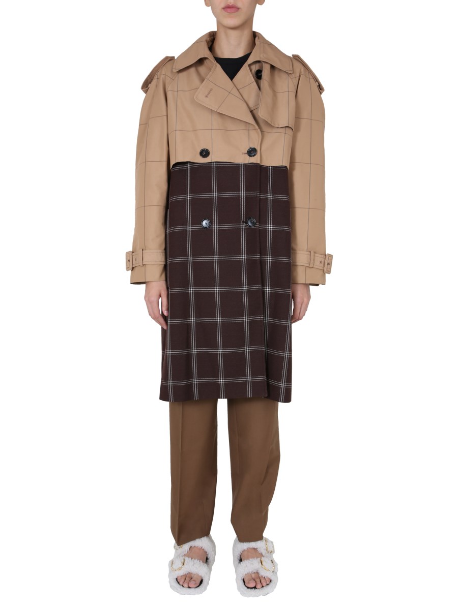 MARNI    DOUBLE-BREASTED MIXED WOOL AND COTTON TRENCH