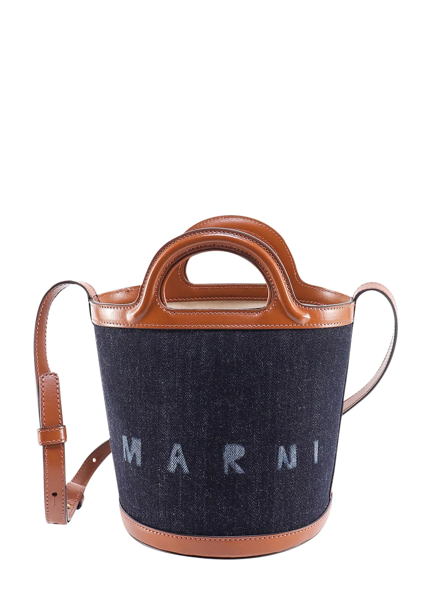 Marni Logo Printed Denim Bucket Bag