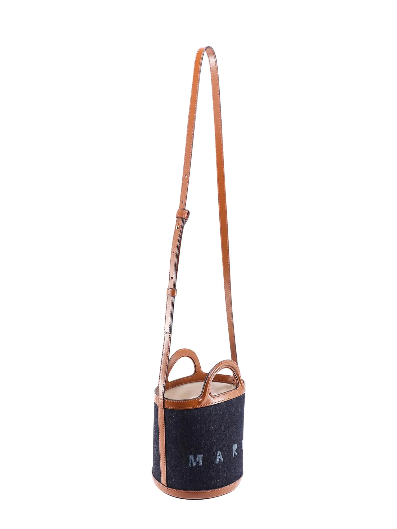 Marni Logo Printed Denim Bucket Bag