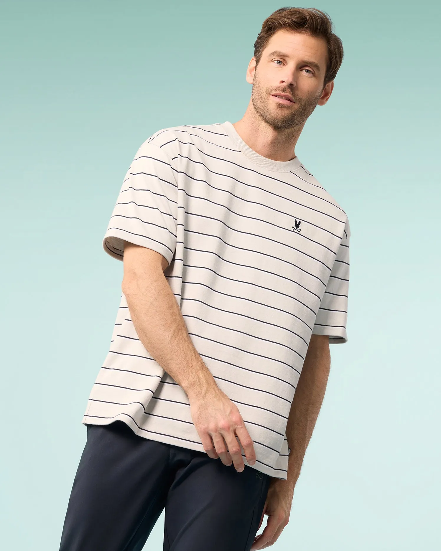 MENS ALTON STRIPE HEAVY WEIGHT TEE - B6U409C200