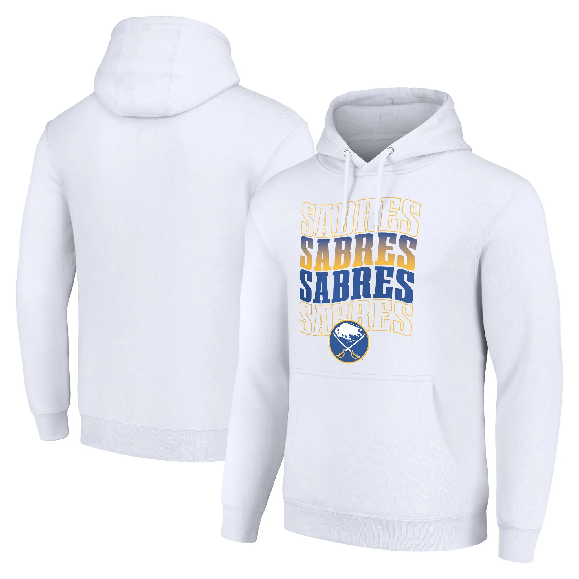 Men's Buffalo Sabres Starter White Four Team Name Logo Fleece Pullover Hoodie