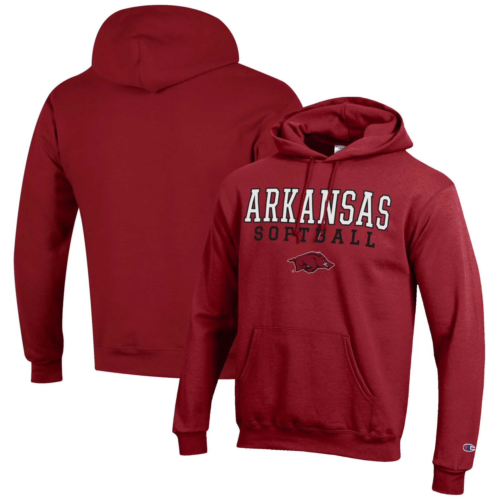 Men's Champion Cardinal Arkansas Razorbacks Softball Stack Pullover Hoodie