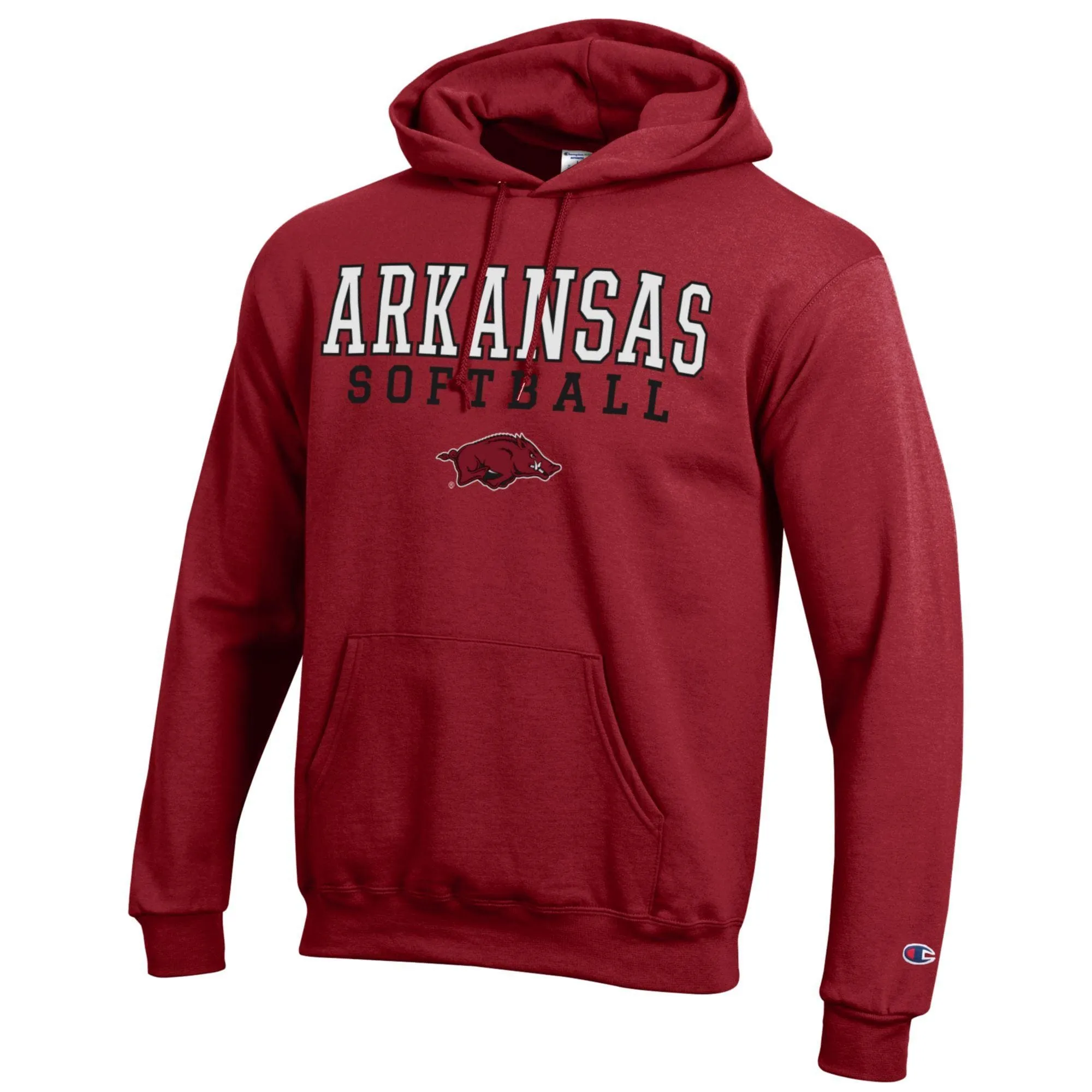 Men's Champion Cardinal Arkansas Razorbacks Softball Stack Pullover Hoodie