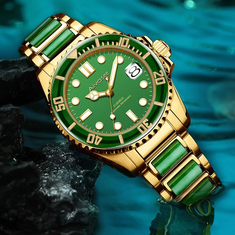 Men's High-end Hetian Jade Automatic Mechanical Super Luminous Watch