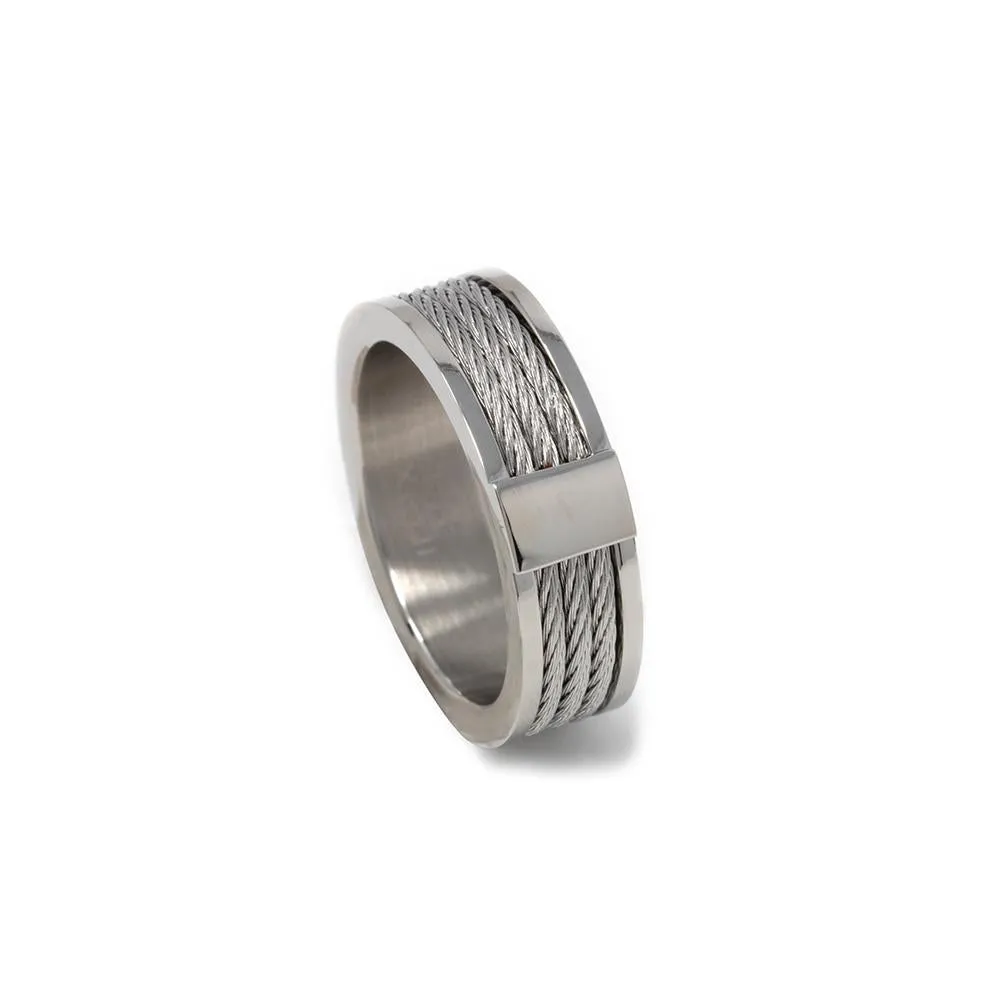 Men's Stainless Steel Cable Ring