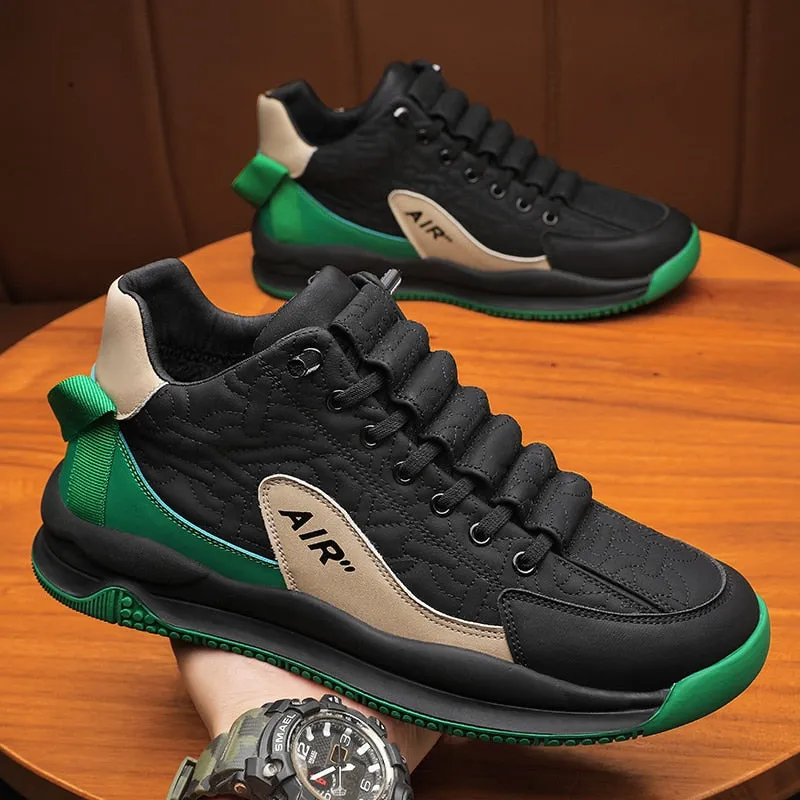 Men's Winter Striped Waterproof Height Increasing Platform Running Shoes