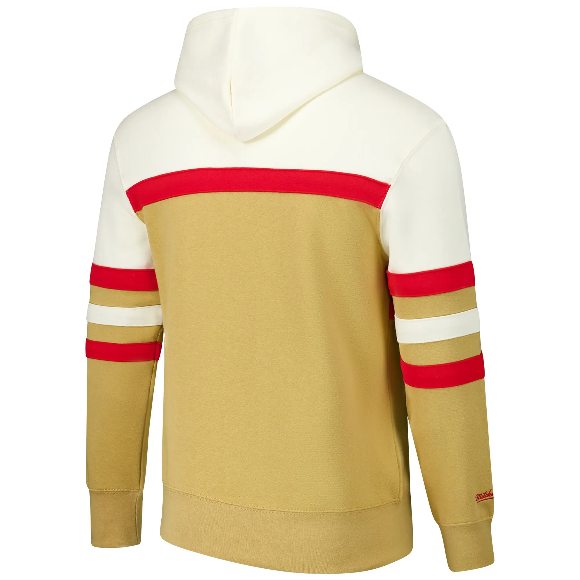 Men's Mitchell & Ness Tan/Cream Georgia Bulldogs Vintage Logo Head Coach Pullover Hoodie