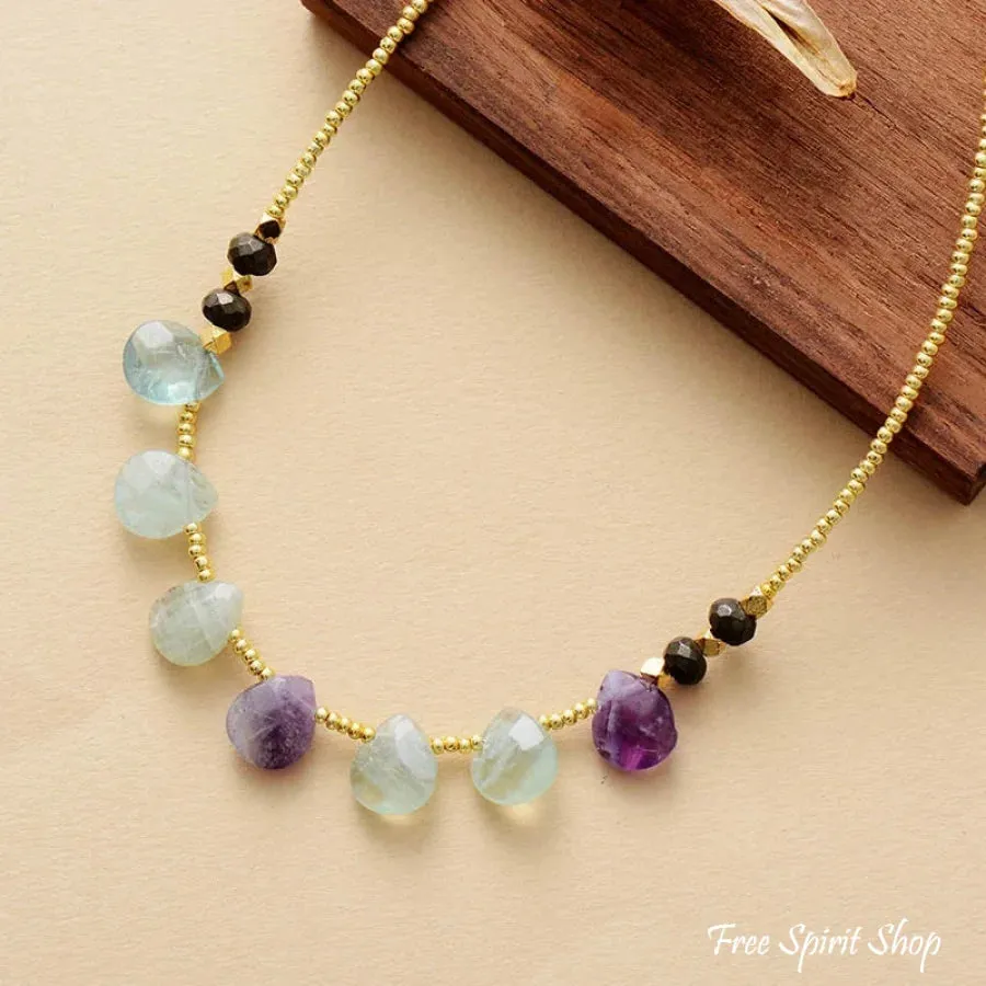 Natural Fluorite Drop Bead Necklace