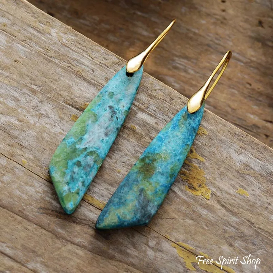 Natural Green Turquoise Jasper Earrings