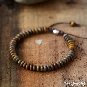 Natural Jasper Disc Shaped Beads Shamballa Bracelet