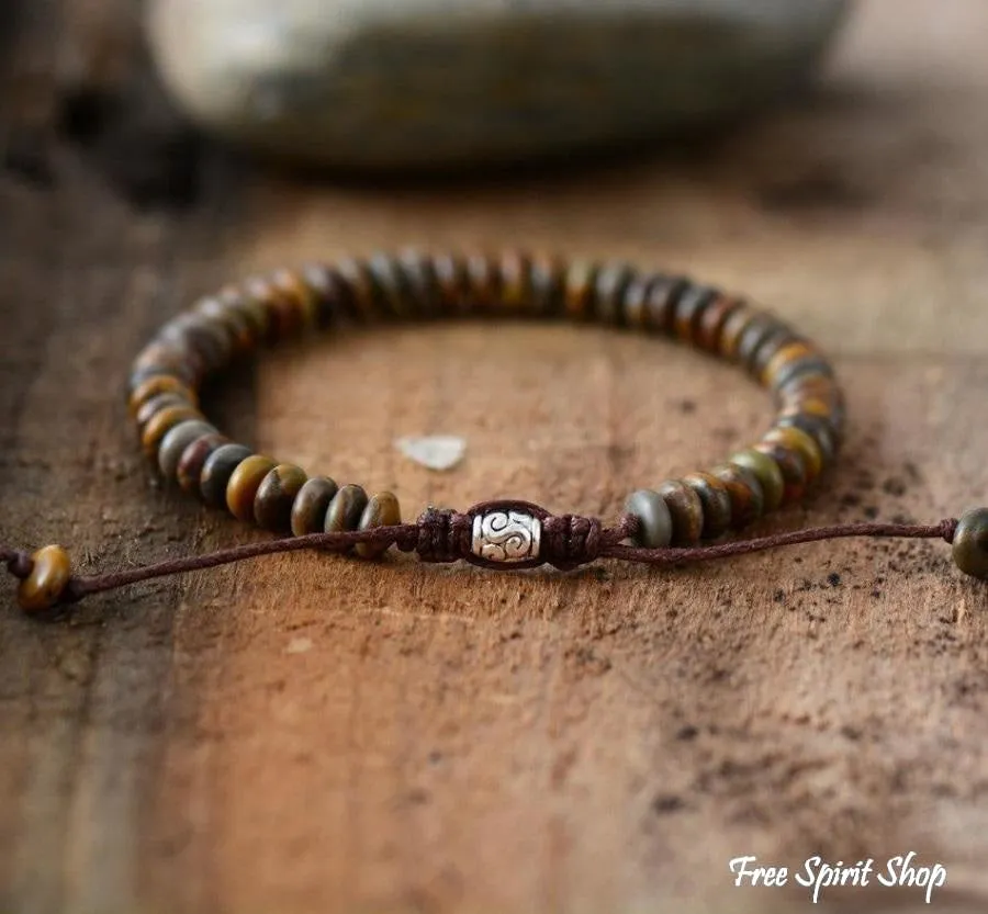 Natural Jasper Disc Shaped Beads Shamballa Bracelet