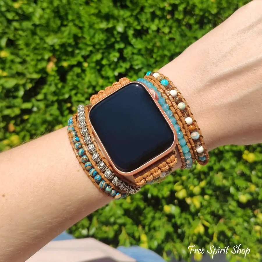 Natural Ocean Jasper Beaded Apple Watch Band