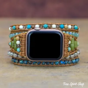 Natural Ocean Jasper Beaded Apple Watch Band