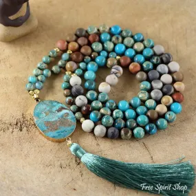 Natural Ocean Jasper Turquoise Howlite & Picture Jasper Bead Necklace