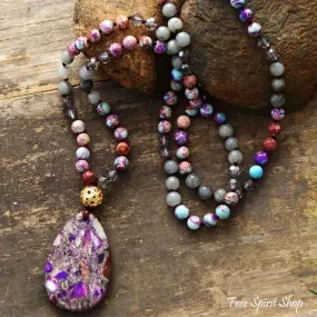 Natural Purple Jasper & Labradorite Beaded Necklace