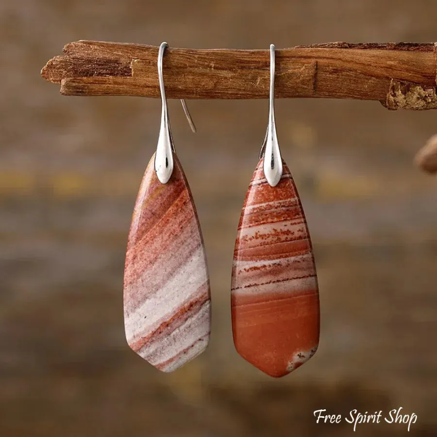 Natural Red Jasper Drop Earrings