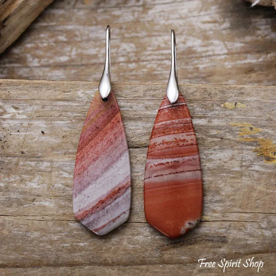 Natural Red Jasper Drop Earrings