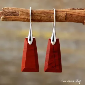 Natural Red Jasper Pyramid Earrings