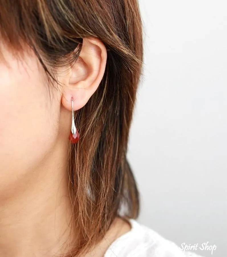 Natural Red Jasper Tear Drop Earrings