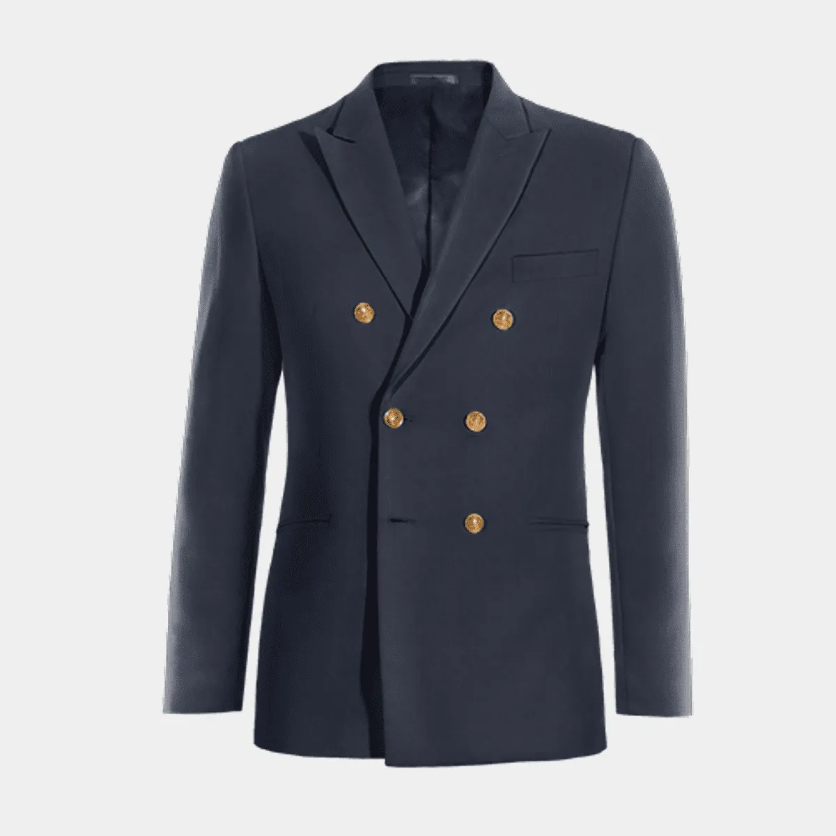 Navy blue six buttons double-breasted peak lapel Jacket