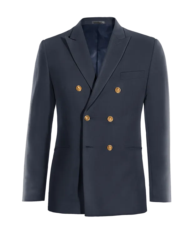 Navy blue six buttons double-breasted peak lapel Jacket