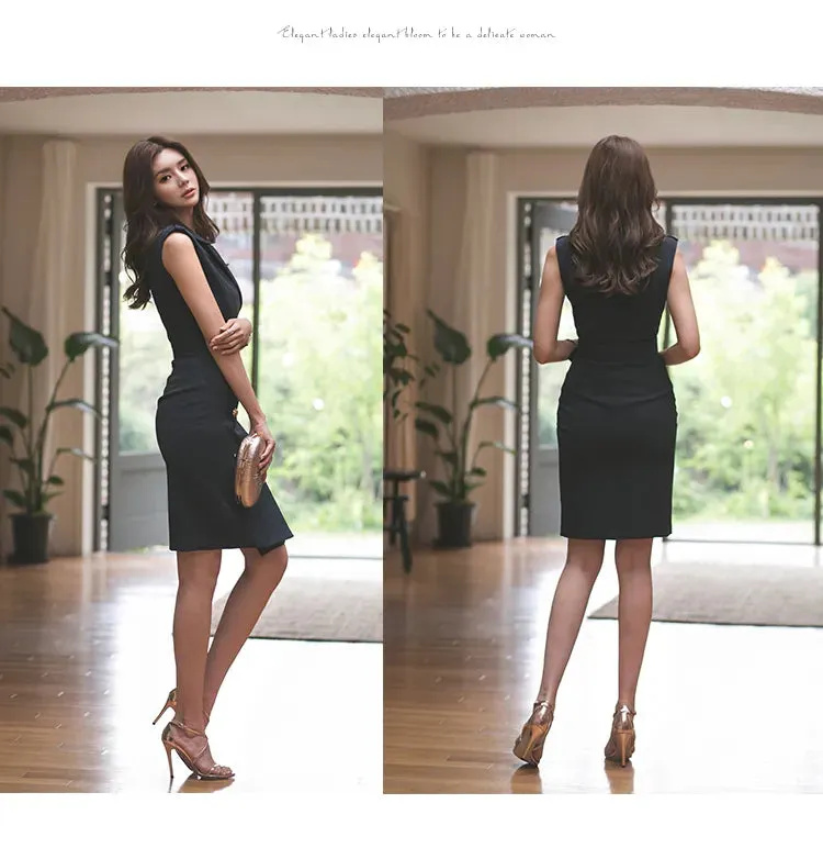 NeSexy Knitted Elastic Bodycon V-Neck Elegant Dress