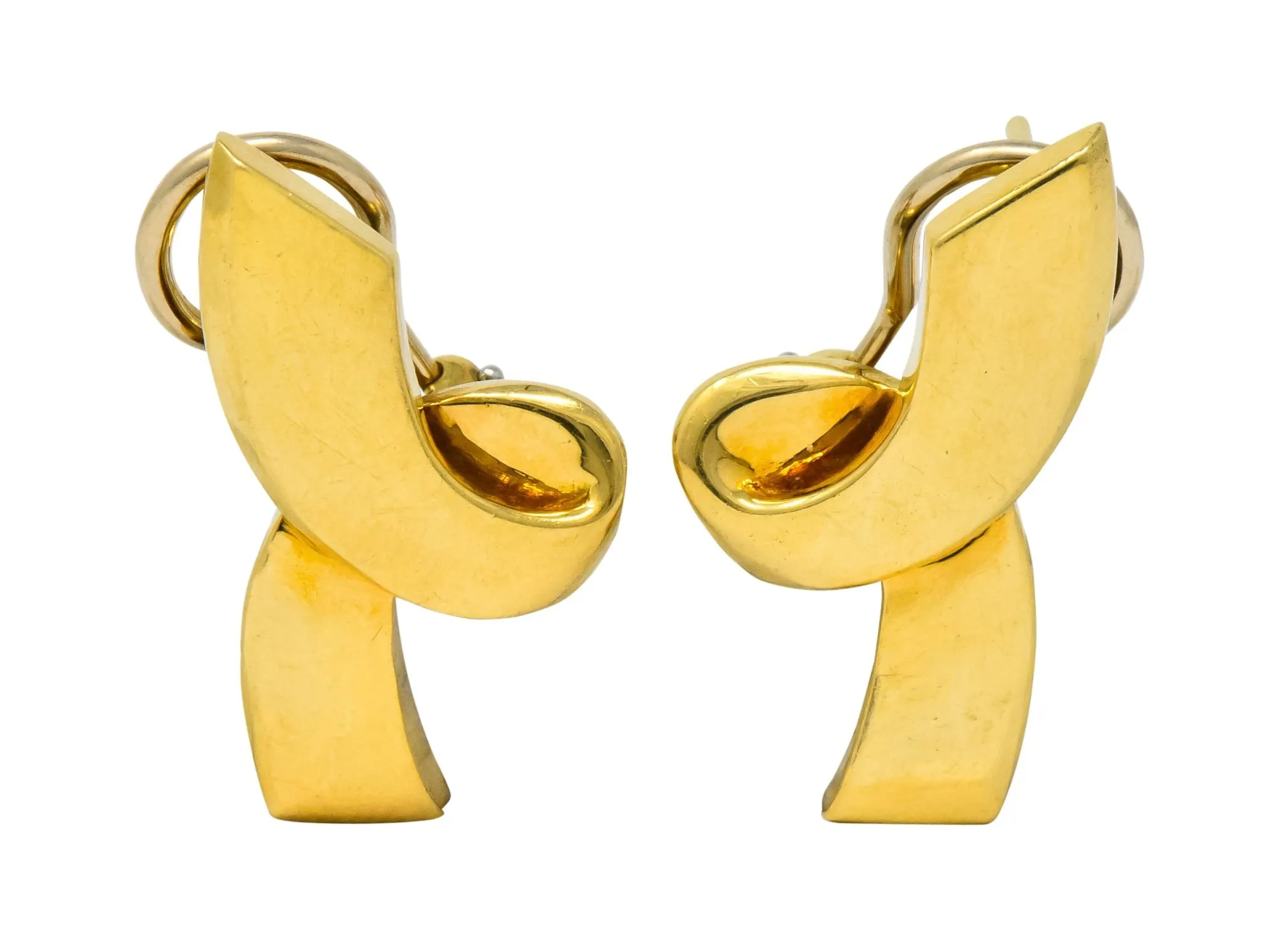 Paloma Picasso Tiffany & Co. 1986 18 Karat Yellow Gold Ribbon Earrings